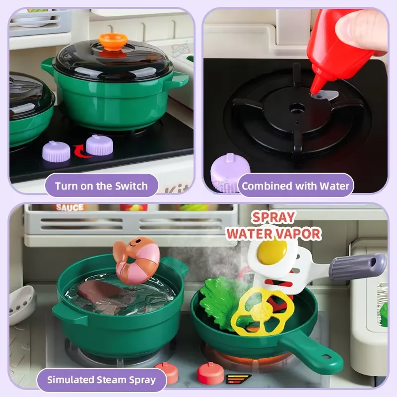 90cm 대형 어린이용 가상 주방놀이 세트 (조명, 소 - Kids Toys Kitchen Set 리뷰 및 가격